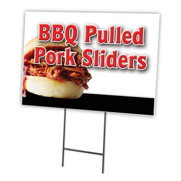 Signmission Bbq Pulled Pork Sliders Yard & Stake outdoor plastic coroplast window, 1216-Bbq Pulled Pork Sliders C-1216-DS-Bbq Pulled Pork Sliders